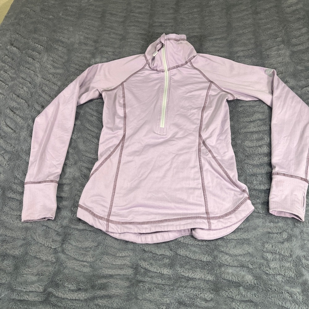 Eddie Bauer Womens XS Lavender Purple Grid Fleece Quarter Zip Pullover AN778โ